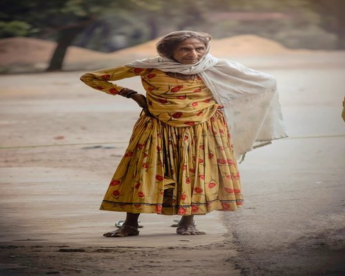Portrait of an elderly woman sepia tone